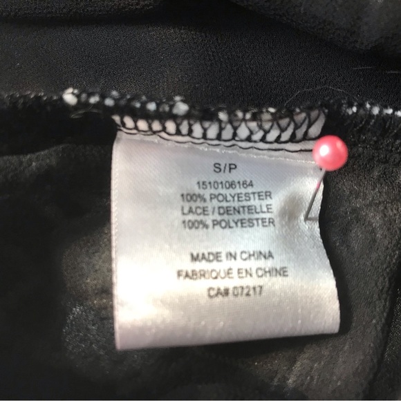 WAREHOUSE ONE Sheer Black and White Tank with Lace Overlay Size Small - Picture 7 of 7